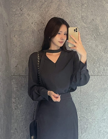 Monafe satin tie blouse